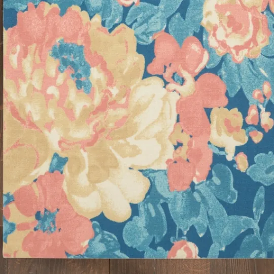 Kirkland's Home Blue Poppies Floral Outdoor Area Rug, 5X7- Outdoor Rugs