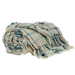 Kirkland's Home Blue Primitive Squares Handloomed Throw Blanket- Blankets & Throws
