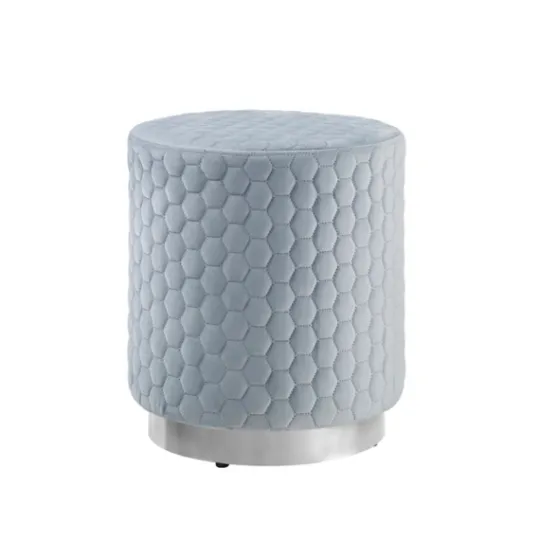 Kirkland's Home Blue Quilted Honeycomb Ottoman- Benches & Ottomans