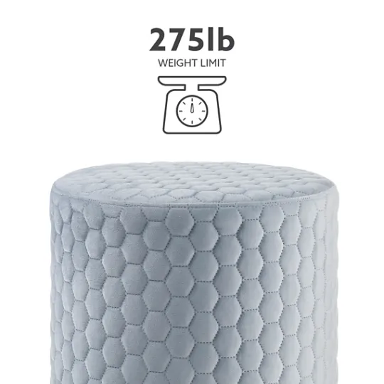 Kirkland's Home Blue Quilted Honeycomb Ottoman- Benches & Ottomans