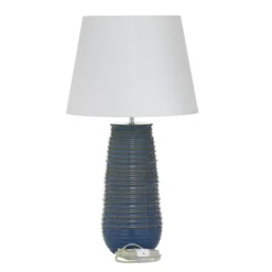 Kirkland's Home Blue Ribbed Stoneware Table Lamp- Table Lamps