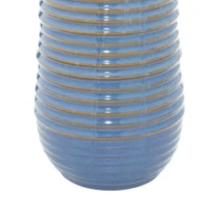 Kirkland's Home Blue Ribbed Stoneware Table Lamp- Table Lamps