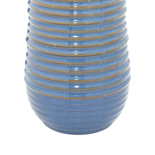 Kirkland's Home Blue Ribbed Stoneware Table Lamp- Table Lamps