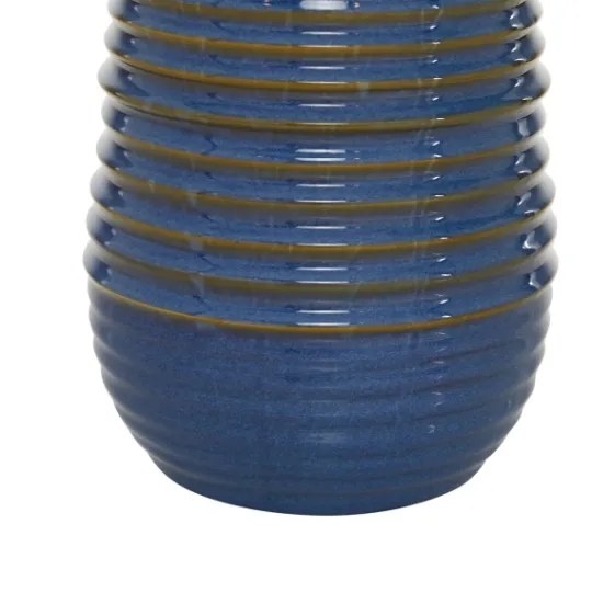Kirkland's Home Blue Ribbed Stoneware Table Lamp- Table Lamps