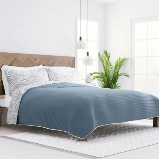 Kirkland's Home Blue Scalloped Reversible 2-Pc. Twin Quilt Set- Quilts