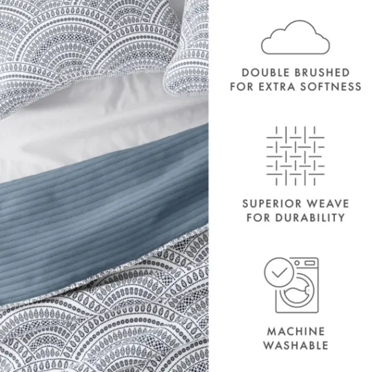 Kirkland's Home Blue Scalloped Reversible 2-Pc. Twin Quilt Set- Quilts