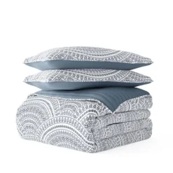 Kirkland's Home Blue Scalloped Reversible 3-Pc. King Quilt Set- Quilts