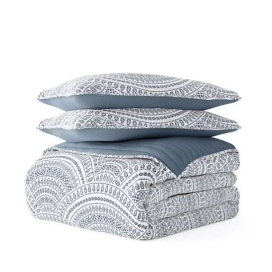 Kirkland's Home Blue Scalloped Reversible 3-Pc. King Quilt Set- Quilts