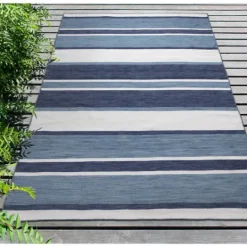 Kirkland's Home Blue Shades Striped Indoor/Outdoor Area Rug, 7X9- Outdoor Rugs