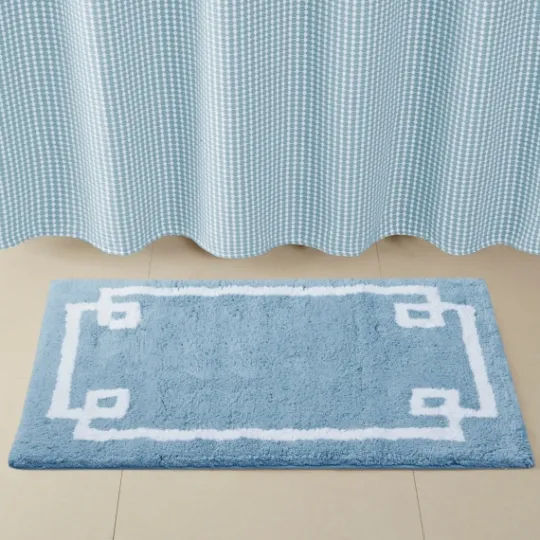 Kirkland's Home Blue Simple Trim Cotton Tufted Bath Mat, 30 In.- Bathroom Rugs