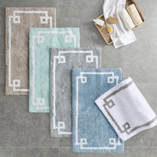 Kirkland's Home Blue Simple Trim Cotton Tufted Bath Mat, 30 In.- Bathroom Rugs