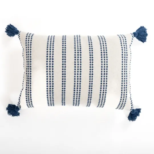 Kirkland's Home Blue Stitching Stripes Lumbar Pillow- Pillows