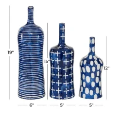 Kirkland's Home Blue Stoneware Vases, Set Of 3- Vases