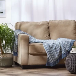 Kirkland's Home Blue Stonewash Urban Check Throw- Blankets & Throws