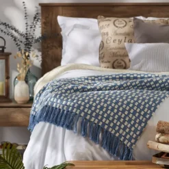 Kirkland's Home Blue Stonewash Urban Check Throw- Blankets & Throws