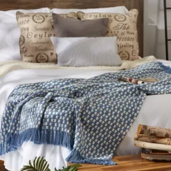 Kirkland's Home Blue Stonewash Urban Check Throw- Blankets & Throws
