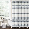 Kirkland's Home Blue Stripe Diamond Tufted Shower Curtain- Shower Curtains