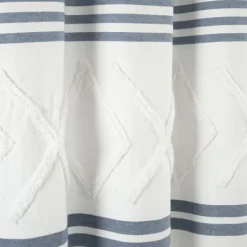 Kirkland's Home Blue Stripe Diamond Tufted Shower Curtain- Shower Curtains