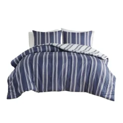 Kirkland's Home Blue Stripe Jackson 3-Pc. Full/Queen Comforter Set- Comforters