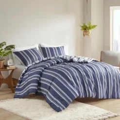 Kirkland's Home Blue Stripe Jackson 3-Pc. King Comforter Set- Comforters