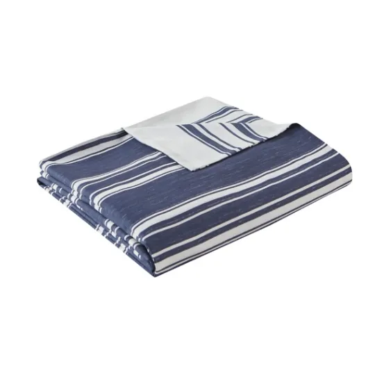 Kirkland's Home Blue Stripe Reversible 3-Pc. Queen Duvet Cover Set- Duvets