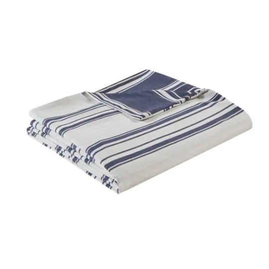 Kirkland's Home Blue Stripe Reversible 3-Pc. Queen Duvet Cover Set- Duvets