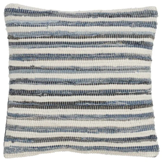 Kirkland's Home Blue Striped Textured Denim Pillow- Pillows