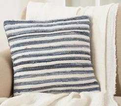 Kirkland's Home Blue Striped Textured Denim Pillow- Pillows