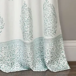 Kirkland's Home Blue Teardrop Leaves Curtain Panel Set, 84 In.- Curtains & Drapes