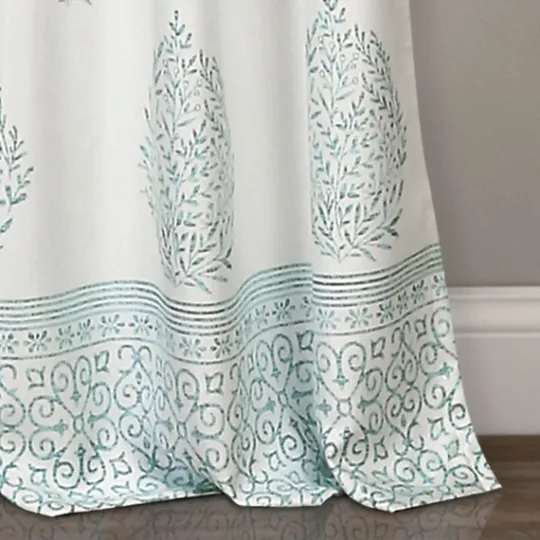 Kirkland's Home Blue Teardrop Leaves Curtain Panel Set, 84 In.- Curtains & Drapes