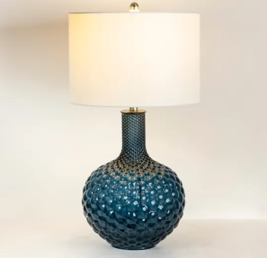 Kirkland's Home Blue Tinted Bubble Gourd Table Lamp- Table Lamps