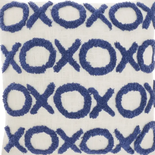 Kirkland's Home Blue Tufted Xoxo Cotton Throw Pillow- Pillows