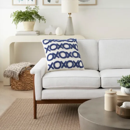 Kirkland's Home Blue Tufted Xoxo Cotton Throw Pillow- Pillows