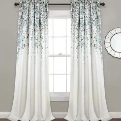 Kirkland's Home Blue Weeping Flower Curtain Panel Set, 95 In.- Curtains & Drapes