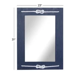 Kirkland's Home Blue Wood Frame Mirror With White Rope- Decorative Mirrors