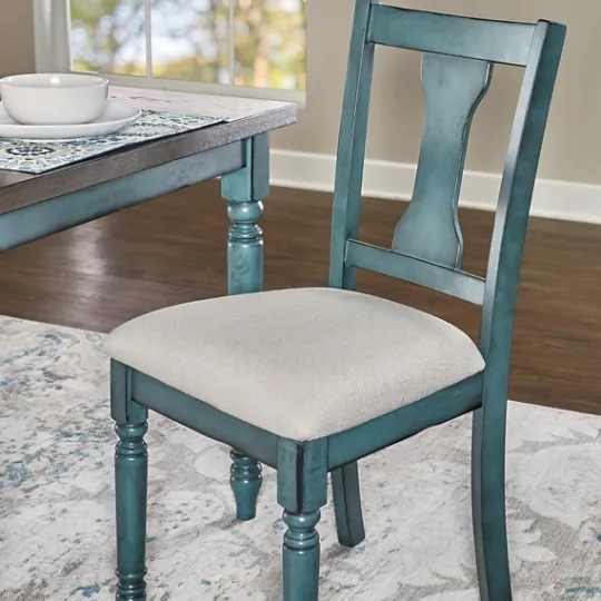 Kirkland's Home Blue Wood Upholstered Dining Chairs, Set Of 2- Dining Chairs