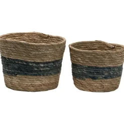Kirkland's Home Blue Woven Cattail Baskets, Set Of 2- Baskets & Boxes