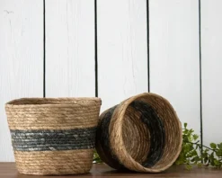 Kirkland's Home Blue Woven Cattail Baskets, Set Of 2- Baskets & Boxes