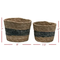 Kirkland's Home Blue Woven Cattail Baskets, Set Of 2- Baskets & Boxes