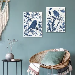 Kirkland's Home Bluebird Silhouette Canvas Art Prints, Set Of 2- Canvas Art