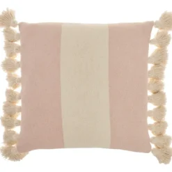 Kirkland's Home Blush And Ivory Striped Tassel Pillow- Pillows