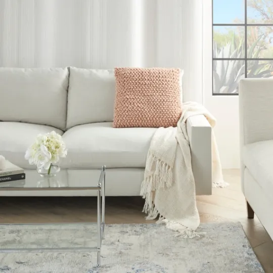 Kirkland's Home Blush Looped Yarn Wool Pillow- Pillows