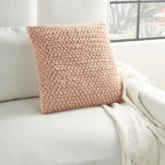 Kirkland's Home Blush Looped Yarn Wool Pillow- Pillows