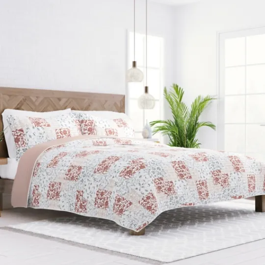 Kirkland's Home Blush Patchwork Reversible 3-Pc. Queen Quilt Set- Quilts