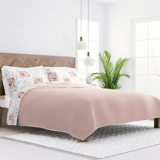 Kirkland's Home Blush Patchwork Reversible 3-Pc. Queen Quilt Set- Quilts