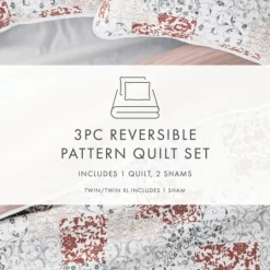 Kirkland's Home Blush Patchwork Reversible 3-Pc. Queen Quilt Set- Quilts