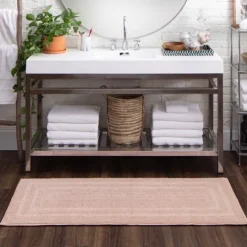 Kirkland's Home Blush Reversible Cotton Bath Mat, 60 In.- Bathroom Rugs