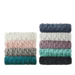Kirkland's Home Blush Ruched Faux Fur Throw- Blankets & Throws