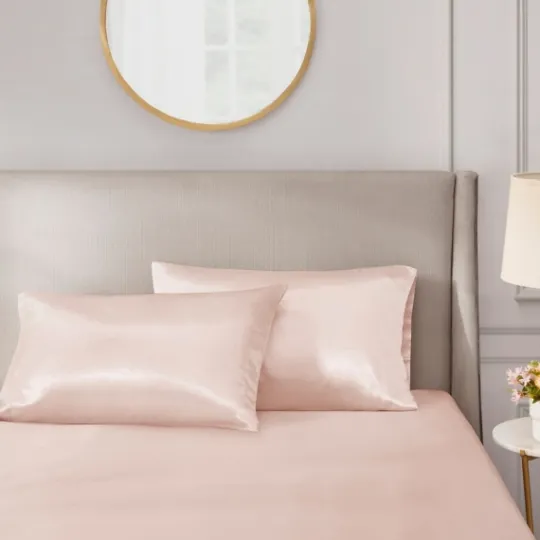 Kirkland's Home Blush Satin King 2-Pc. Pillow Case Set- Bed Sheets