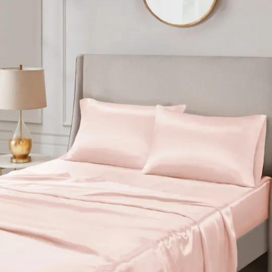 Kirkland's Home Blush Satin Standard 2-Pc. Pillow Case Set- Bed Sheets